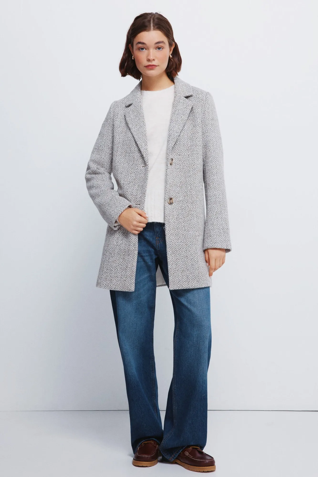 Springfield Casacos-Casaco sobretudo com gola de lapela cinzento