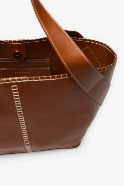 Cortefiel Malas-Cesta com costura Castanho