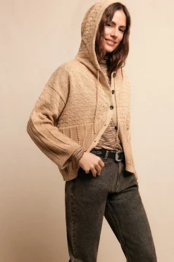 Slowlove Sobretudos-Chaqueta capucha punto Tostado