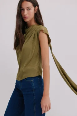 Hoss Intropia T-Shirts-Charlotte. Top drapeado Verde