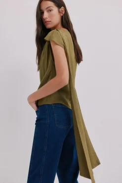 Hoss Intropia T-Shirts-Charlotte. Top drapeado Verde