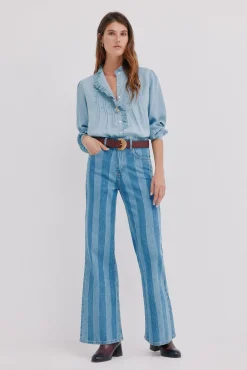 Hoss Intropia Blusas-Cintia. Blusa com folho na carcela Azul