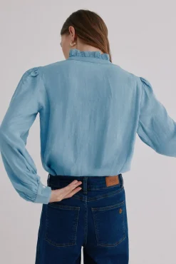 Hoss Intropia Blusas-Cintia. Blusa com folho na carcela Azul