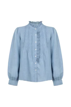 Hoss Intropia Blusas-Cintia. Blusa com folho na carcela Azul