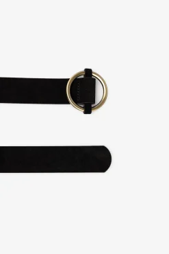 Cortefiel Cintos-Cinto circular básico em couro rachado Preto