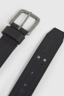 Pepe Jeans Cintos|Cintos-Cinto de couro com fivela quadrada preto