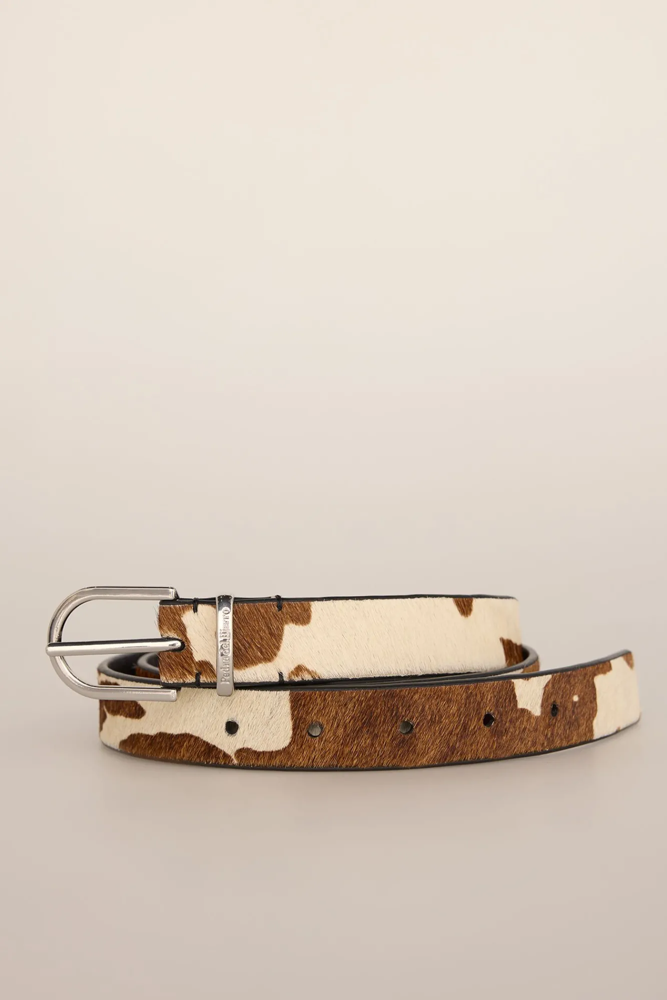 Pedro del Hierro Cintos-Cinto de pele com estampado de couro de vaca Marrom
