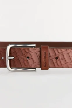 Pedro del Hierro Cintos-Cinto de pele com logotipos Marrom