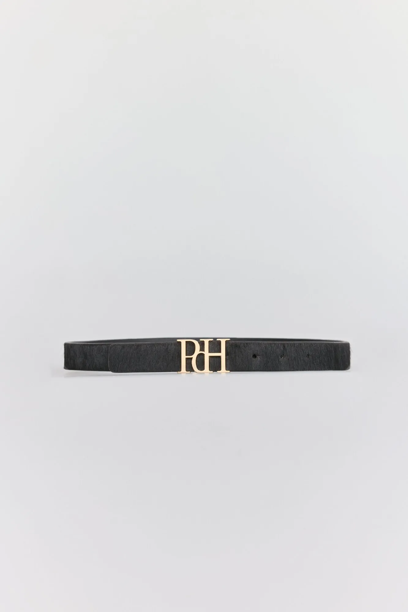 Pedro del Hierro Cintos-Cinto de pele com pelo e fivela de logo Preto