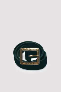 Springfield Cintos-Cinto efeito camurça com fivela martelada preto