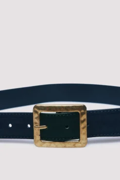 Springfield Cintos-Cinto efeito camurça com fivela martelada preto