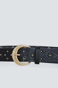 Springfield Cintos-Cinto recortado com tachas de metal preto