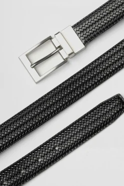 Celopman Cintos-Cinto reversível com efeito de couro preto