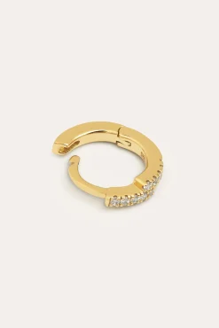 Singularu Joalharia E Bijuteria-Cleo Crossed Hoop Loose Earring Gold Plated Silver estampado