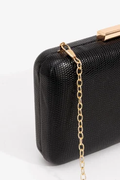 Vilanova Malas-Clutch retangular com efeito pele Preto