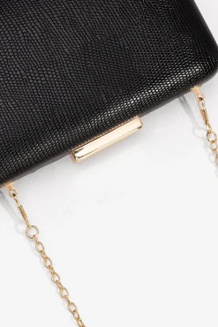 Vilanova Malas-Clutch retangular com efeito pele Preto