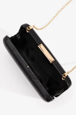 Vilanova Malas-Clutch retangular com efeito pele Preto