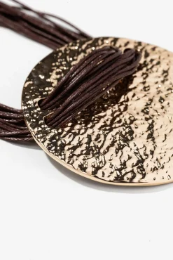 Vilanova Joalharia E Bijuteria-Colar Maxi com Pendente Texturizado amarelo