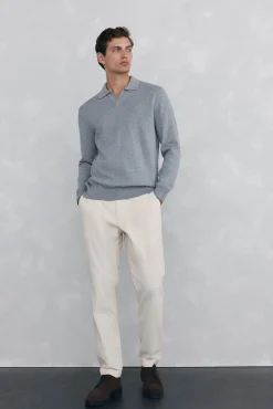 Pedro del Hierro Polos|Camisolas-Colar polo liso torcida Cizento