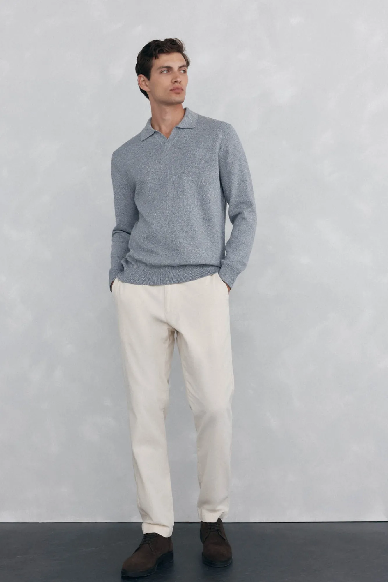 Pedro del Hierro Polos|Camisolas-Colar polo liso torcida Cizento