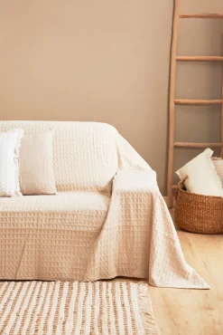 Calma House Colchas E Edredões-Colcha de algodão favo de mel branca panal branco