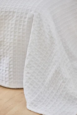 Calma House Colchas E Edredões-Colcha de algodão favo de mel branca panal branco