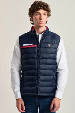 Valecuatro Coletes-Colete acolchoado marinho com faixa Azul