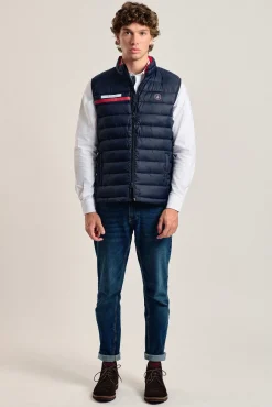 Valecuatro Coletes-Colete acolchoado marinho com faixa Azul