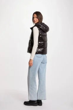 Morgan Sobretudos-Colete acolchoado com efeito vinil Preto