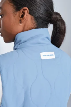 Dash and Stars Sobretudos-Colete acolchoado forrado azul