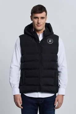 Valecuatro Coletes-Colete acolchoado com capuz Preto