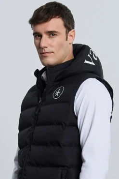 Valecuatro Coletes-Colete acolchoado com capuz Preto