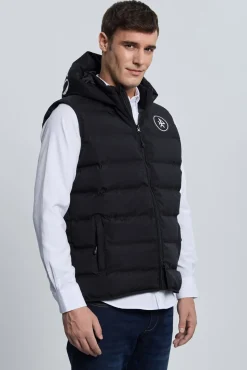 Valecuatro Coletes-Colete acolchoado com capuz Preto