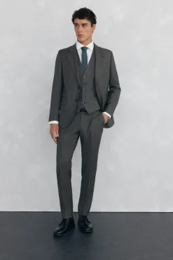 Pedro del Hierro Coletes|Fatos-Colete bege slim fit Cizento