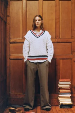 Springfield Coletes-Colete canelado contrastante vison