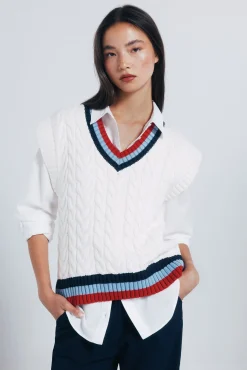 Springfield Coletes-Colete canelado contrastante vison