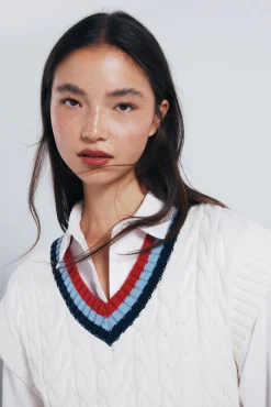 Springfield Coletes-Colete canelado contrastante vison