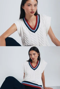 Springfield Coletes-Colete canelado contrastante vison