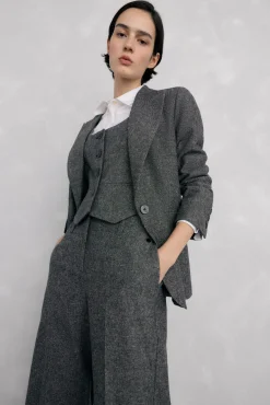 Pedro del Hierro Coletes|Blazers-Colete cheviot ajustado Cizento