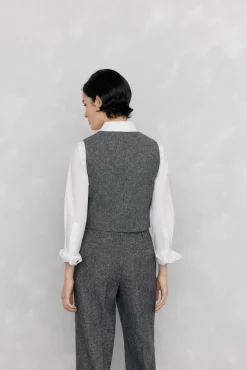 Pedro del Hierro Coletes|Blazers-Colete cheviot ajustado Cizento