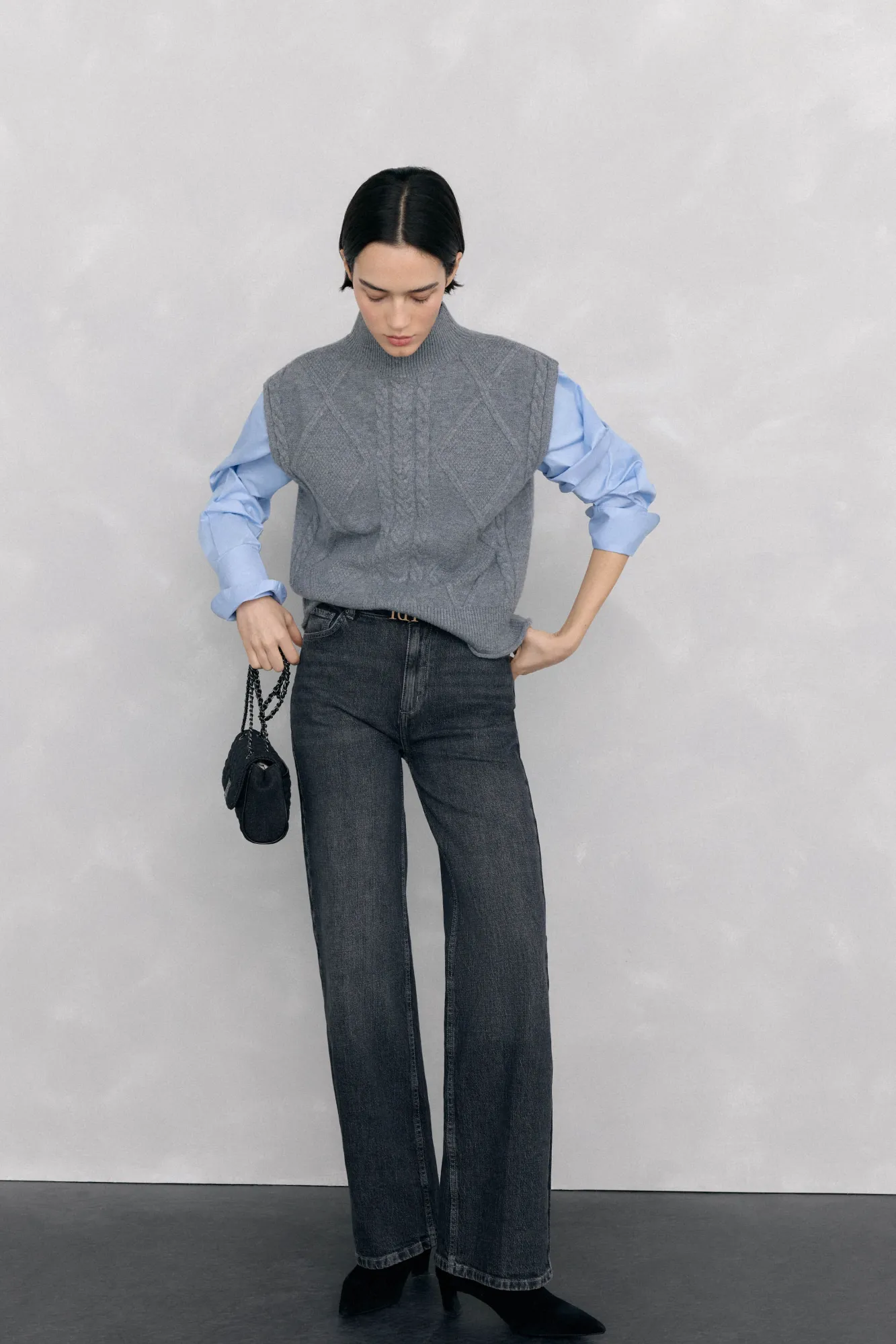 Pedro del Hierro Camisolas-Colete com abotoamento central e oitos nas oitos Cizento