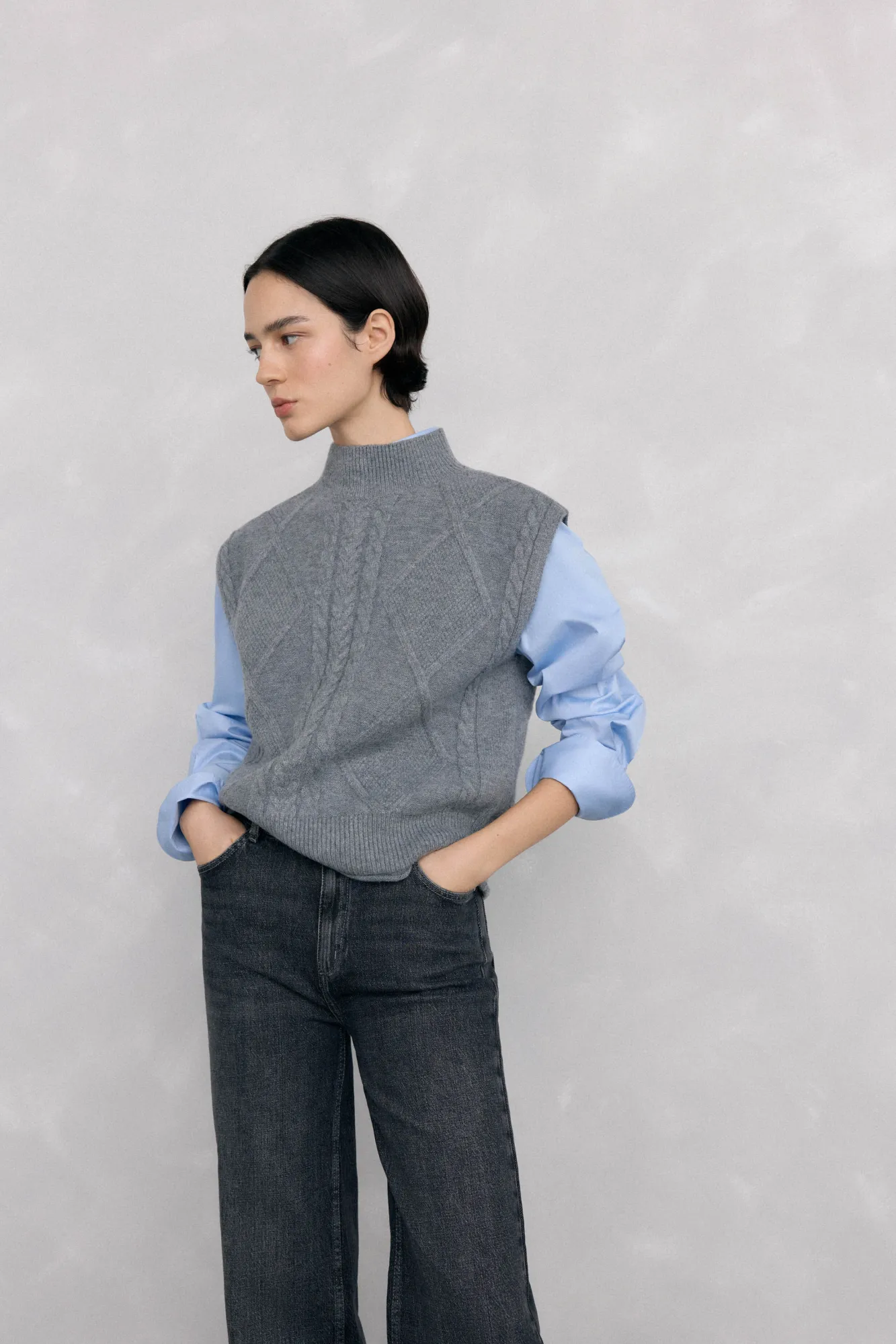 Pedro del Hierro Camisolas-Colete com abotoamento central e oitos nas oitos Cizento