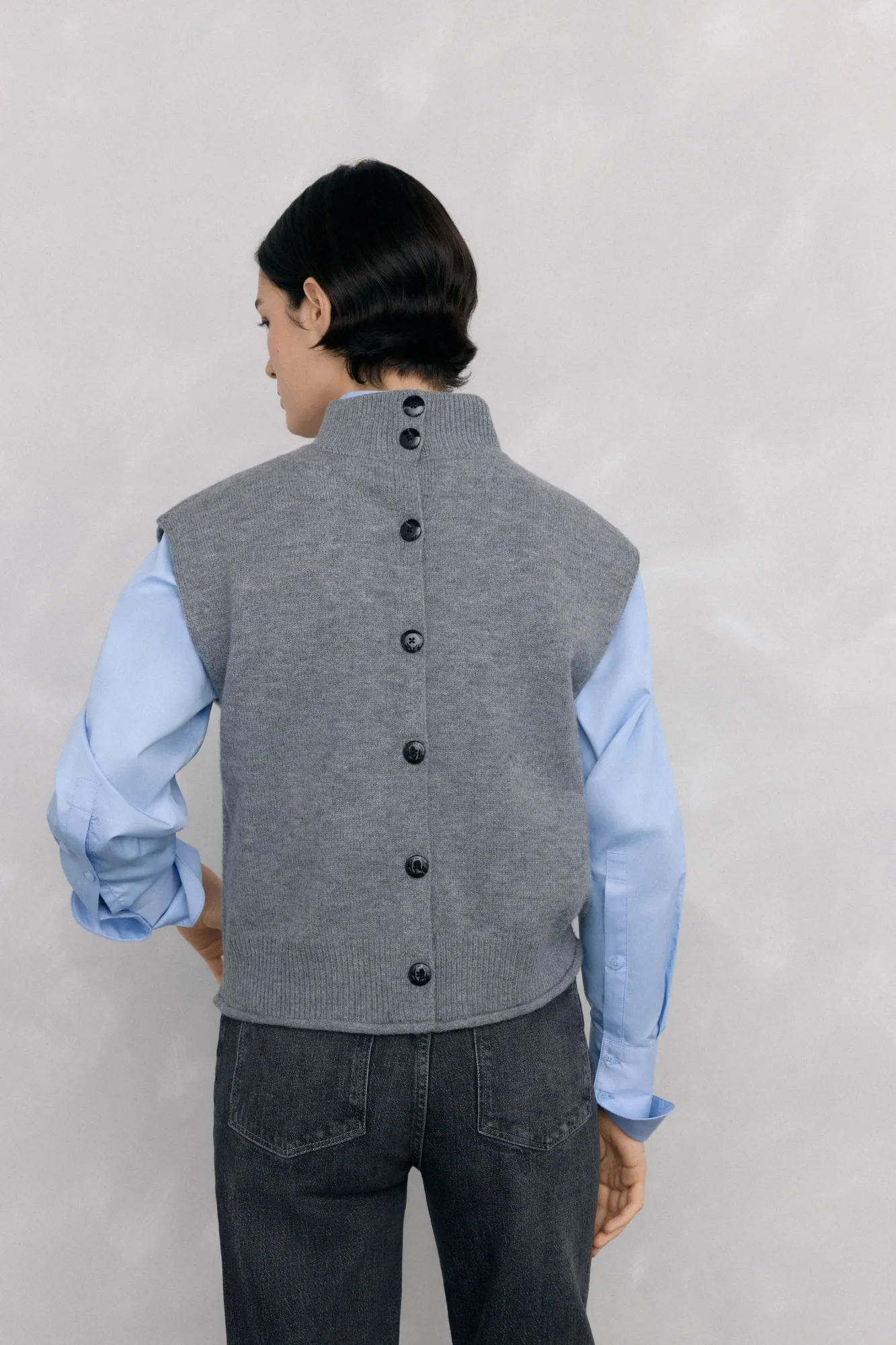 Pedro del Hierro Camisolas-Colete com abotoamento central e oitos nas oitos Cizento