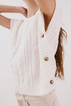 Cortefiel Coletes-Colete com botões laterais Ecru