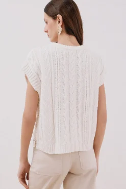 Cortefiel Coletes-Colete com botões laterais Ecru