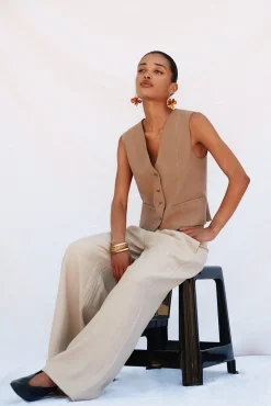 Cortefiel Coletes-Colete com decote em V Tostado