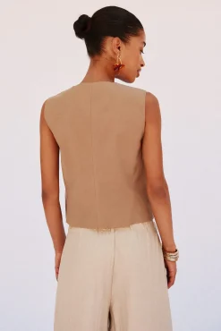 Cortefiel Coletes-Colete com decote em V Tostado