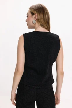 Vila Coletes|Sobretudos-Colete com estampa animal Preto