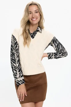 Vero Moda Coletes-Colete com malha em V Tostado