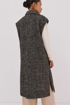 Cortefiel Coletes-Colete comprido botões Cinzento